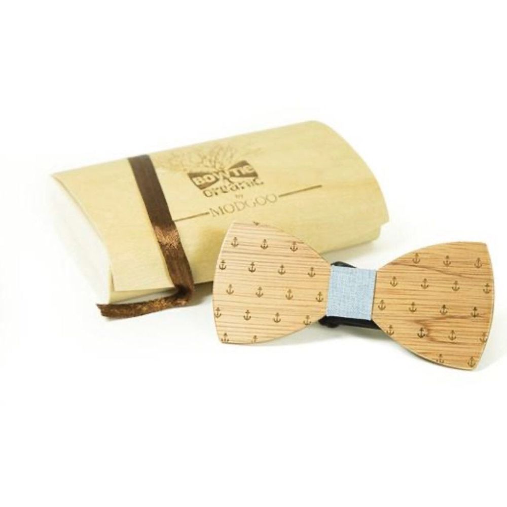 Gorgeous Wood Bowtie Modgoo Anker blue